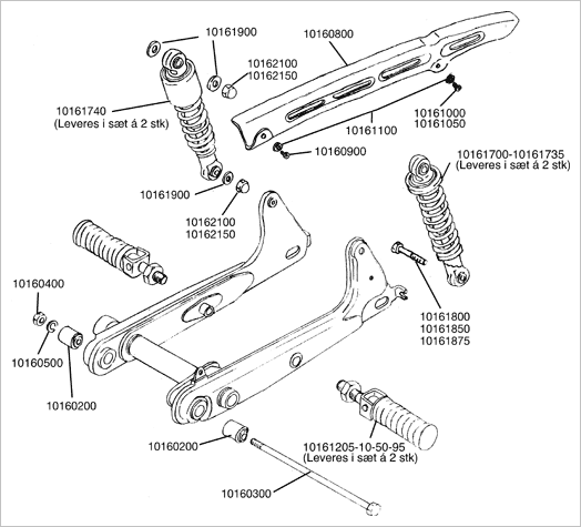 Yamaha FS1 4-gear baggaffel og støddæmper 